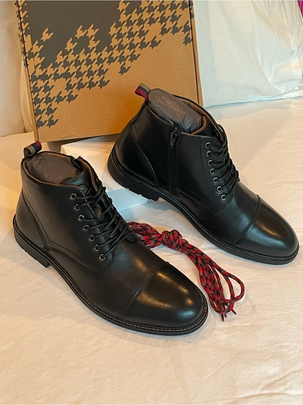Thomas & Vine Avrum Black Zip and Lace Up Leather Chukka Boot Sz 11.5 BNWB